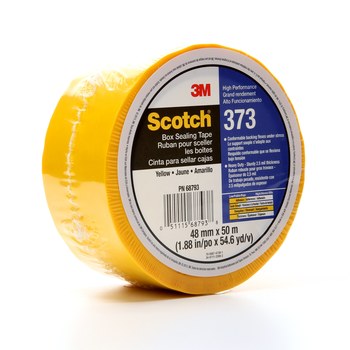 3M Scotch 373 Yellow Box Sealing Tape - 48 mm Width x 50 m Length - 2.5 mil Thick - 68793