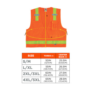 Ergodyne Glowear High-Visibility Vest 8250ZHG 21437 - Size 2XL/3XL - High-Visibility Orange