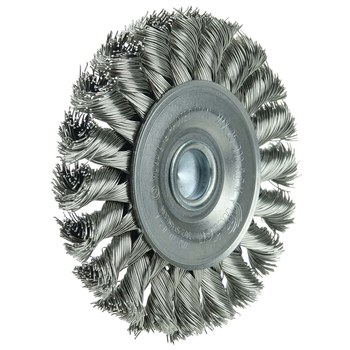 Weiler 17684 Wheel Brush - 3-1/4 in Dia - Knotted - Standard Twist Stainless Steel Bristle