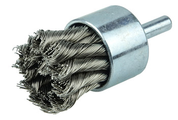 Weiler Wolverine Stainless Steel Cup Brush - Unthreaded Stem Attachment - 1 in Diameter - 0.014 in Bristle Diameter - 36289