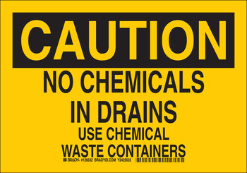 Picture of Brady B-401 Polystyrene Rectangle Yellow English Chemical Warning Sign part number 126031 (Main product image)