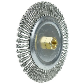 Weiler Dually 79810 Wheel Brush - 7 in Dia - Knotted - Stringer Bead Stainless Steel Bristle