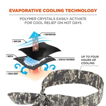 Ergodyne Chill-Its 6700 Green Activated Polymer Bandana - Tie - 720476-12304