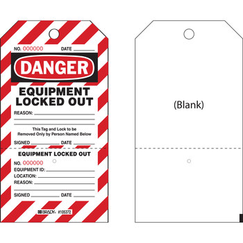 Picture of Brady Black / Red on White 2-Part Perforated Tag Cardstock CLT2 Lockout / Tagout Tag (Main product image)