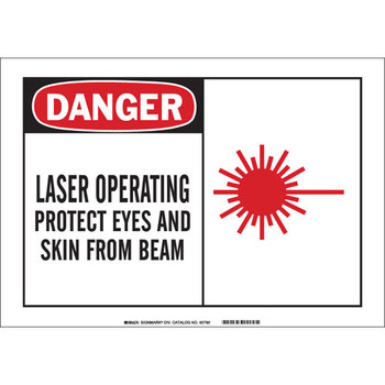 Picture of Brady B-120 Fiberglass Reinforced Polyester Rectangle White English Laser Hazard Sign part number 62530 (Main product image)