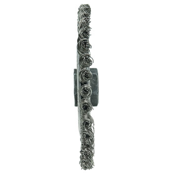Weiler Roughneck 08806 Wheel Brush - 5 in Dia - Knotted - Stringer Bead Stainless Steel Bristle
