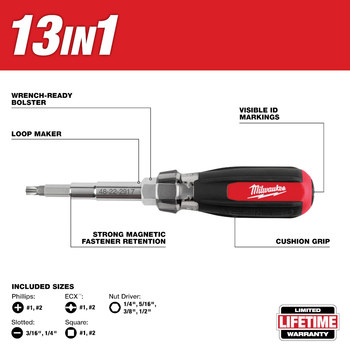 Milwaukee 48-22-2917 13-in-1 Multi-Bit Screwdriver - 8 in - 84643