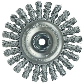 Weiler 13261 Wheel Brush - 4 in Dia - Knotted - Cable Twist Steel Bristle