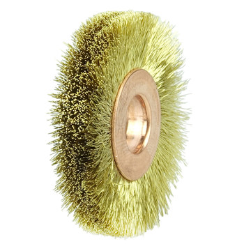 Weiler 29178 Wheel Brush - 1-1/2 in Dia - Crimped Brass Bristle
