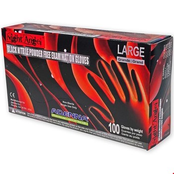 Adenna NIGHT ANGEL Black Small Powder Free Disposable Gloves - 9 in Length - 4 mil Thick - NGL222
