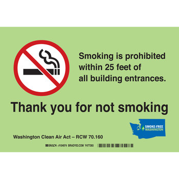 Picture of Brady B-120 Fiberglass Reinforced Polyester Rectangle White English No Smoking Sign part number 104974 (Main product image)