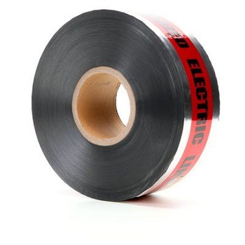 3M Scotch 406 Red Warning Tape - Pattern/Text = CAUTION BURIED ELECTRIC LINE BELOW - 3 in Width x 1000 ft Length - 5 mil Thick - 57779