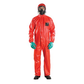 Picture of Ansell Microchem AlphaTec 68-CFR Red Large PVC/FR Treated Fabric Disposable Flame-Retardant Coverall (Main product image)