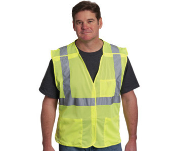 Picture of PIP 302-5PMVLY Lime Yellow 3XL Polyester Mesh High-Visibility Vest (Main product image)