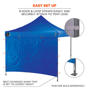 Ergodyne SHAX 6098 Commercial Pop-Up Tent Sidewall - 10 ft Height - Blue - 12997