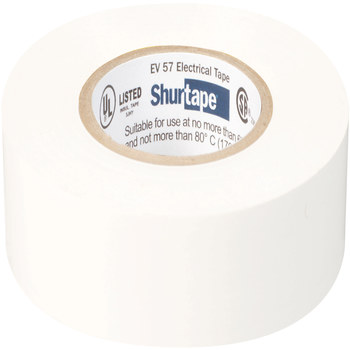 Shurtape White Electrical Tape - 3/4 in Width x 66 ft Length - 7.0 mil Thick - SHURTAPE 200783