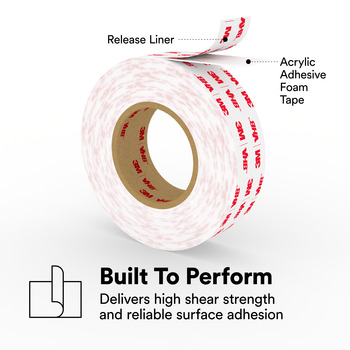 3M 4930 White VHB Tape - 3/4 in Width x 72 yd Length - 25 mil Thick