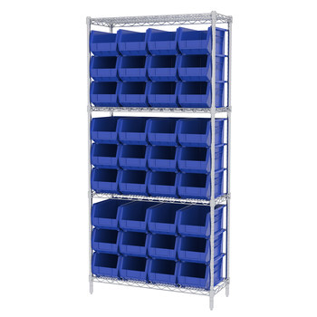 Picture of Akro-Mils AWS143630240 Akrobin 2000 lb Adjustable Blue Chrome Steel Open Fixed Shelving System (Main product image)