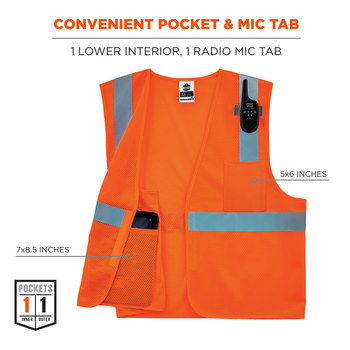 Ergodyne Glowear High-Visibility Vest 8210HL 21015 - Size Large/XL - High-Visibility Orange