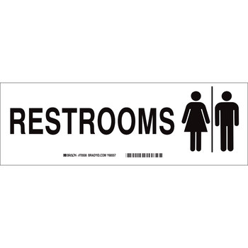 Picture of Brady B-120 Fiberglass Reinforced Polyester Rectangle White English Restroom Sign part number 70508 (Main product image)