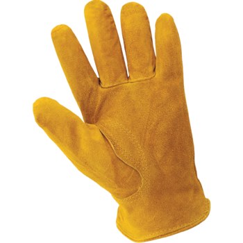 Global Glove 3200SRF Brown Large Split Cowhide Cotton/Leather Driver's Gloves - Keystone Thumb - 3200SRF/LG