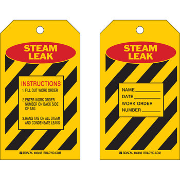 Picture of Brady Black / Red on Yellow Laminated, Metal Grommet, Write-On Polyester / Paper 86498 Maintenance Tag (Main product image)
