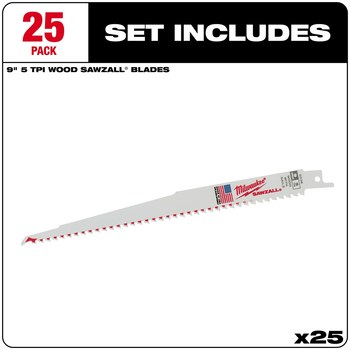 Milwaukee SAWZALL Reciprocating Saw Blade 48-00-8036 - 5 TPI - 0.75 in Width x 0.05 in Thick - Bi-Metal