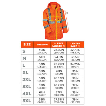 Ergodyne Glowear Rain Jacket 8365 24314 - Size Large - High-Visibility Orange