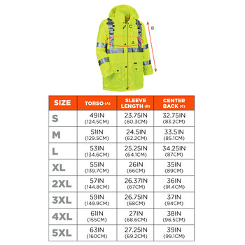 Ergodyne Glowear Rain Jacket 8365 24324 - Size Large - High-Visibility Lime