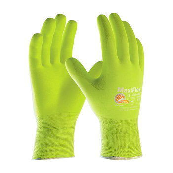 Picture of PIP MaxiFlex Ultimate 34-874 High-Visibility Yellow Large Nylon Full Fingered Work Gloves (Main product image)