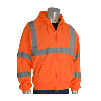 PIP 323-HSSEOR Orange Polyester High Visibility Shirt - Sweatshirt - ANSI Class 3 Rating - Fits 47.2 in Chest - 27.5 in Length - 616314-08961