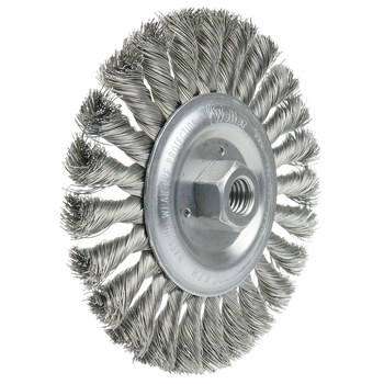 Weiler 08346 Wheel Brush - 6 in Dia - Knotted - Standard Twist Stainless Steel Bristle