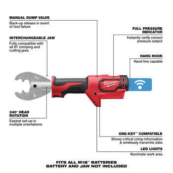 Milwaukee M18 FORCE LOGIC 6T Utility Crimper - 14 in - 51042