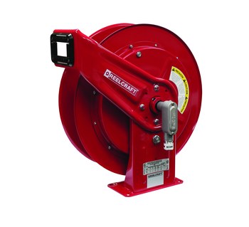 Reelcraft Industries L 70100 124 Cord Reel, 100 ft Capacity, 125V, 16 Amps,  Spring Drive, Steel, Red