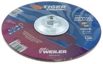 Weiler Tiger Ceramic Grinding Wheel 58334 - 9 in - Ceramic - 24 - R