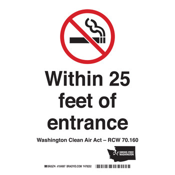 Picture of Brady B-555 Aluminum Rectangle White English No Smoking Sign part number 104997 (Main product image)