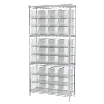 Picture of Akro-Mils AWS143630240SC Akrobin 2000 lb Adjustable Clear Chrome Steel Open Fixed Shelving System (Main product image)