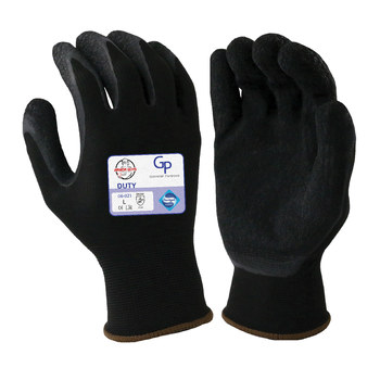 Armor Guys Duty GP 06-021 Black Medium Nylon Work Gloves - Latex Palm & Fingers Coating - Rough Finish - 06-021-M