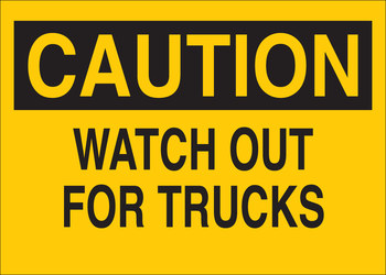Picture of Brady B-401 Polystyrene Rectangle Yellow English Truck & Forklift Warehouse Traffic Sign part number 22720 (Main product image)