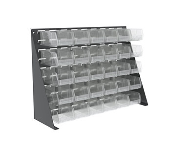 Picture of Akro-Mils 30653230SC Akrobin 2000 lb Clear Gray Powder Coated Cold Rolled Steel 16 ga Double Sided Louvered Floor Rack (Main product image)