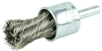 Weiler Stainless Steel Cup Brush - Unthreaded Stem Attachment - 1/2 in Diameter - 0.014 in Bristle Diameter - 10218