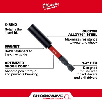 Milwaukee SHOCKWAVE Bit Tip Holder 48-32-4503 - Steel - 19558