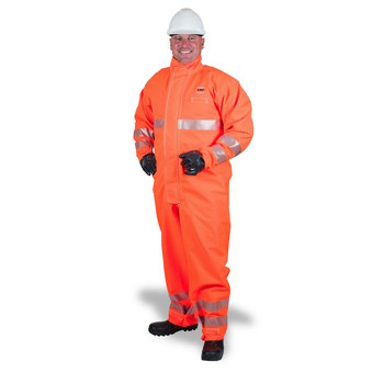 Picture of Ansell AlphaTec 66-687 Fluorescent Orange 2XL CPC Polyester Reusable Chemical-Resistant Coveralls (Main product image)