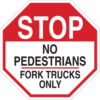 Picture of Brady B-555 Aluminum Octagon White English Truck & Forklift Warehouse Traffic Sign part number 124520 (Main product image)