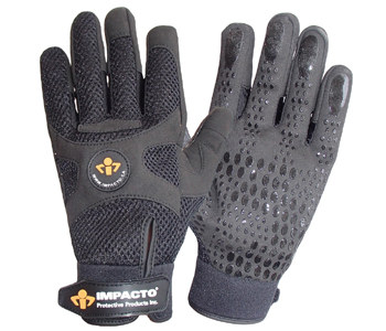 Impacto Air Glove BG408 Gray Small Synthetic Leather Glove - Silicone Palm & Fingers Coating - 7 in Length