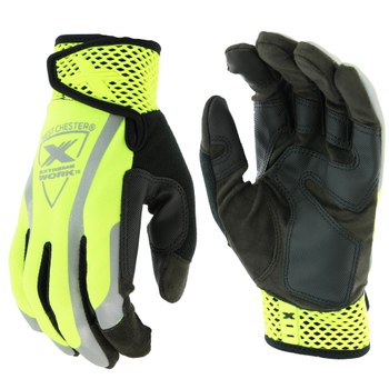 Picture of West Chester Extreme Work VizX 89308 Black/Hi-Vis Yellow Small Synthetic Leather Full Fingered Work Gloves (Main product image)