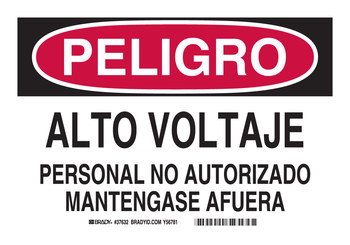 Picture of Brady B-302 Polyester Rectangle White English / Spanish Electrical Safety Sign part number 37632 (Main product image)