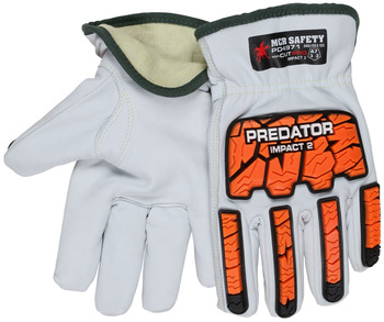 MCR Safety ARX CutPro Hi-Vis Orange/White Large Goatskin Mechanics Work Gloves - Keystone Thumb - Select Grade - A7 Cut Resistance - PD4971L