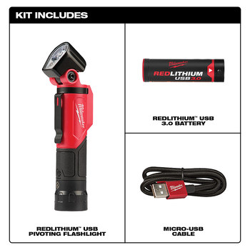 Milwaukee 2113-21 USB Rechargeable Pivoting Flashlight - LED - Red - 53241
