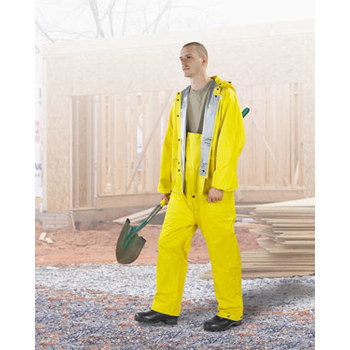 ONGUARD 74534 2-Ply PVC Economy Jacket with Attached Hood, Yellow/Silver, Size XL